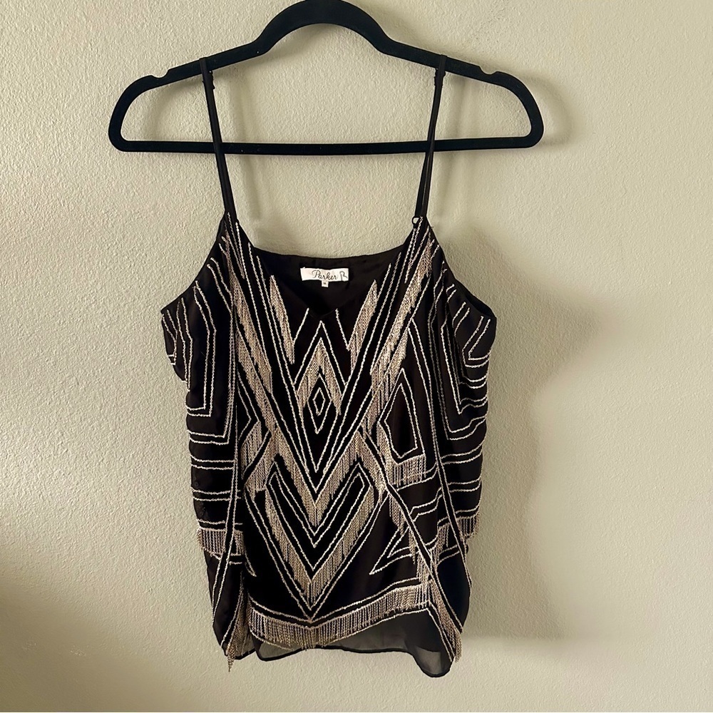 Y2k PARKER Boho Top Size Medium Black‎ Strappy chain detail